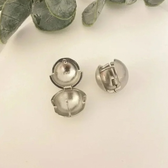925 Sterling Silver Matte Ball Earrings Sphere Round Huggie Earrings - Picture 10 of 10